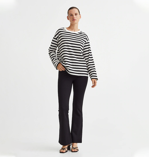 Women Striped Long-Sleeved Jersey Top